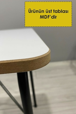 Natura Kamp Masası MDF Balkon Bahçe Masası 50 x 70cm Beyaz