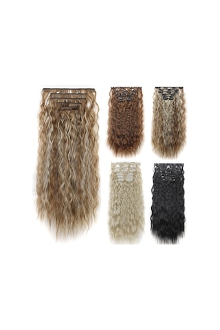 Cbtx 7 Adet / Takım Klipsli Mısır Saç Uzatma Parçaları 16 Kartlı Cornrow Kıvırcık Peruk, Renk: 27h613