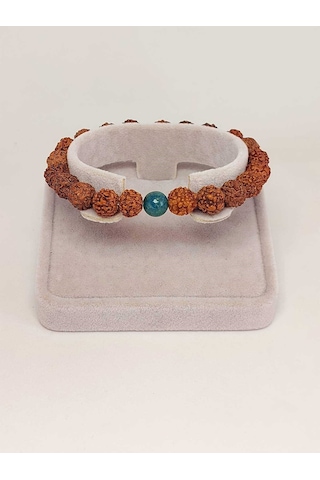 Apatit Taşlı Rudraksha Tohum Unisex Bileklik 8mm Gümüş