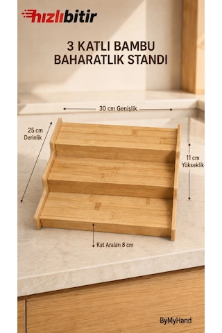 Bymyhand Bambu Ahşap 3 Katlı Baharatlık Standı