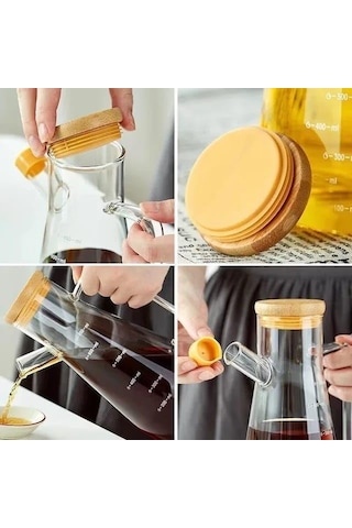 Mithra Life 2 Adet Bambu Kapaklı Borosilikat Cam Yağdanlık 900 Ml Mıt1071 Genel