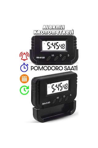 2li Set Masa Lambası + Kronometreli Öğrenci Saati Akrobat Metal 360 Çalışma Masası Lambası Beyaz Beyaz