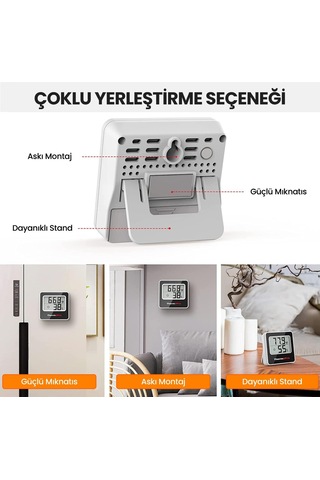 ThermoPro TP157 İç Mekan (Sera, Dolap, Bebek Odası) Hassas Sıcaklık ve Nem Ölçer Mini Termometre