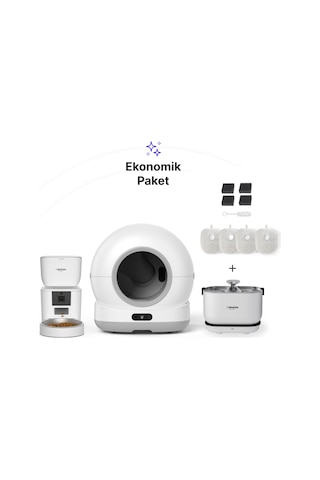Xenon Smart Akıllı Otomatik Kameralı Kedi Tuvaleti Paslanmaz Çelik Kaseli 4lt Mama Kabı Akıllı Bataryalı Su Pınarı Ve Filtre 4'lü Pet Seti