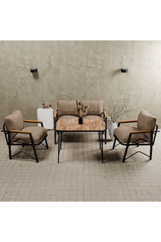 Mb Garden Furnıture Simetri Model, Balkon, Bahçe, Cafe, Metal Koltuk Takımı, Bahçe Takımı , Çay Seti, 2 1 1 Masa Cappuccıno Cappuccino