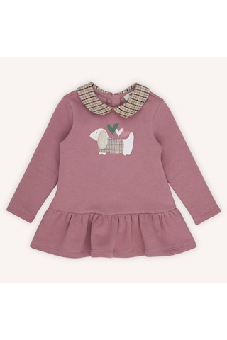 Kız Çocuk Bebe Yakalı Örme Elbise Gül Kurusu 2421gb26009-4883 001