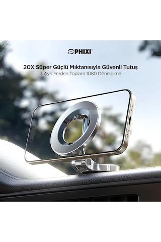 Phixi Force Ch20 1080 Ayarlanabilen Yapışkanlı Manyetik Magsafe Araç Tutucu - Telefon Tutucu