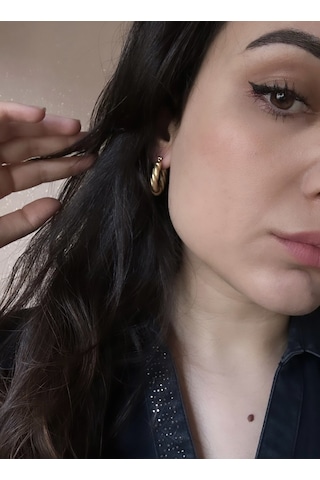 Kadın Çelik Vintage Burgu Detaylı Halka Küpe Çok Renkli