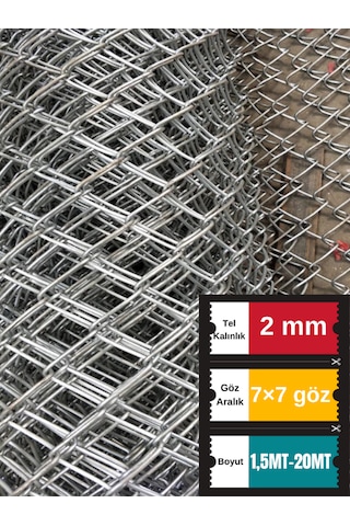 7 7 Cm Göz 2 Mm 1,5mt-20mt Galvanizli Helezon Bahçe Çit Tel Örgü Çelik