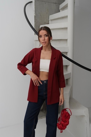 Paw Garage Kadın Atlas Kumaş Astarsız Blazer Ceket, Premium Kalite Bordo