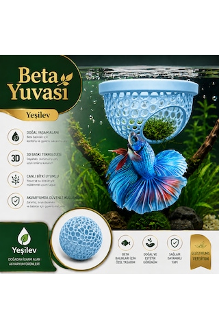 Beta Balığı Açık Mavi Betta Dinlenme Alanı & Üretim Yuvası