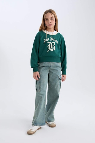 DeFacto Kız Çocuk Relax Fit Bisiklet Yaka Baskılı İçi Yumuşak Tüylü Sweatshirt D7042A824WNGN1116 Yeşil
