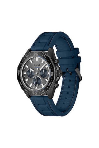 Hugo Boss HB1513972 Silikon Mavi Siyah Kadran 44 mm Erkek Kol Saati
