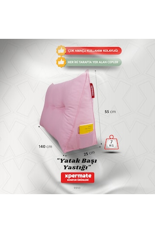 Yatak Başı Yastığı Sırt Ve Bel Destek Yastığı 140 Cm Pembe