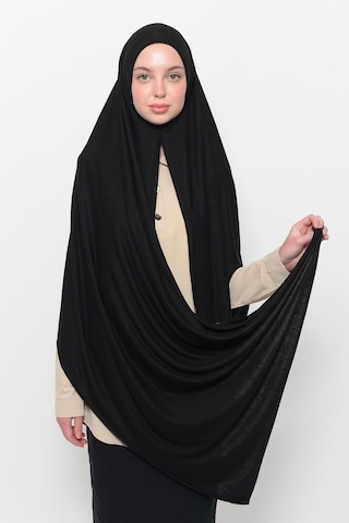 Hazır Pratik Geçmeli Lüks Düz Penye Şal Çapraz Hizalı Siyah