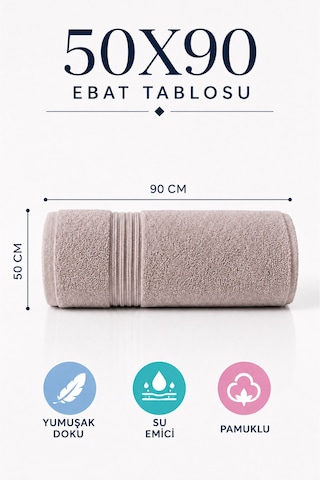 50x90 Pamuklu El Yüz Havlusu Yumuşak Dokulu Yüksek Su Emici Banyo Havlusu Dekoratif Bordürlü Günlük Kullanım Taş