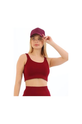 Fantazer Premium Göğüs Toparlayıcı Sarkma Önleyen Spor Günlük Kalın Askılı Pedli Fitilli Crop Büstiyer Bordo