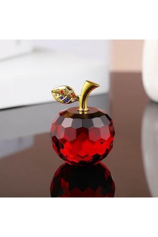 Moveevo Kırmızı Kristal Elma, 5 Cm, Minimalist Ev Dekorasyonu, Hediye İçin Uygun Nikah, Doğum Günü, Noel