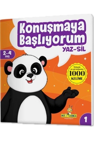 Konuşmaya Başlıyorum Serisi (türkçe'de En Çok Kullanılan 1000 Kelime) (2-4 Yaş) Yaz-Sil Kitaplar