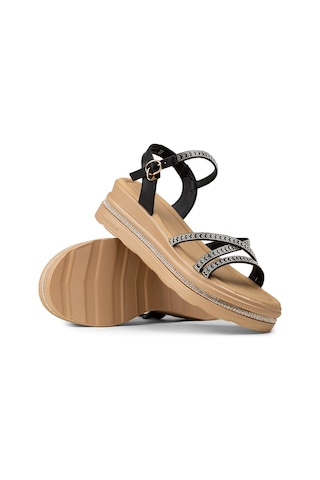 Deery Kadın Siyah Taş Detaylı Sandalet - K0095zsyhc01