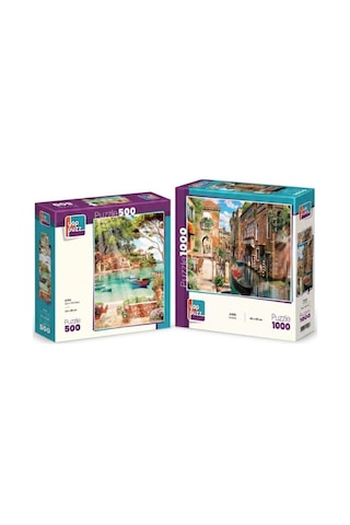 Venedik Ve Güne Merhaba İkili Set - 1000 + 500 Parça İkili Puzzle Seti