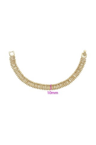 Zirkon Taşlı Geometrik Motifli 14 Ayar Altın Kaplama Kadın Bileklik Gold