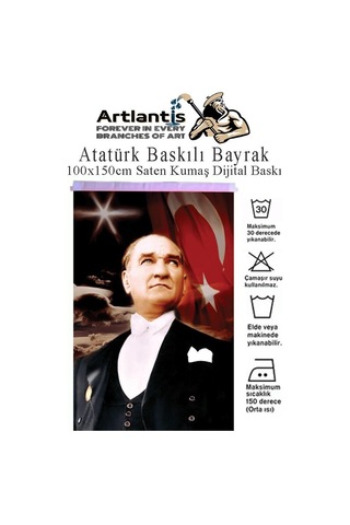Atatürk Baskılı Türk Bayrağı 100x150 Cm 1 Paket Bayraklı Atatürk Posteri Dijital Baskı Raşel Kumaş İç Ve Dış Ortama Uygundur 100 150cm