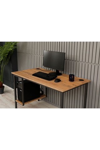 Sehpol Bilgisayar Masası Sağ Sol Yönlü Pc Kasa Raflı 125x65x75 Cm Antrasit Atlantik Çam