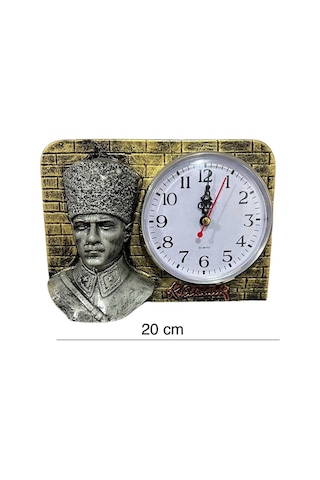 Atatürk Büstlü Dekoratif Duvar Saati Gold Eskitme