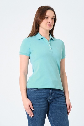 Msw Kadın Kısa Kollu Regular Fit Polo Yaka T-shirt Su Yeşili