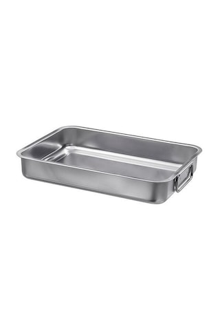 Metal Kare Fırın Kabı MeridyenDukkan 24x34 Cm Paslanmaz Çelik Kul Gümüş