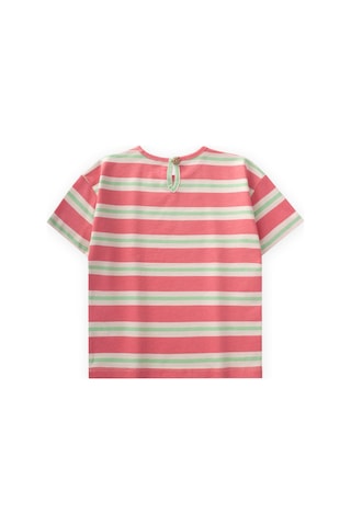 Cigit Çizgili Kız T-shırt 2-10 Yaş Pembe Yeşil Çizgili Pembe Yeşil Çizgili