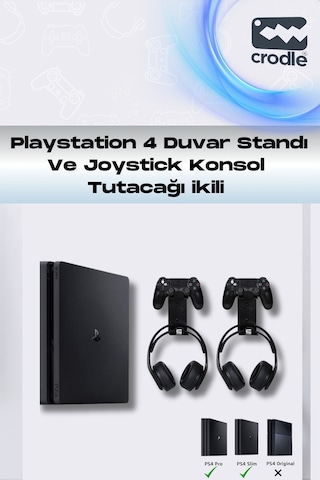 3'lü Fırsat Ps4 Slim Ve Ps4 Pro Için Duvar Standı Ve Joystick Konsol Tutacağı Kırılmaz Stand Yerden Tasarruf Gaming Aksesuar