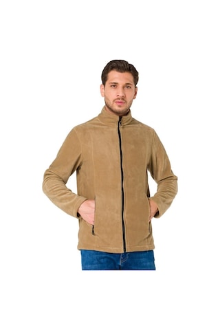 Şensel, Erkek Polar Mont, Bej -99E411- Cepli,Fermuarlı,Outdoor