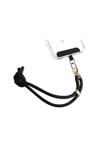 Youngkit Yq002 Yansıtıcı Şerit Desenli Cep Telefonu Bilek Askı İpi Siyah