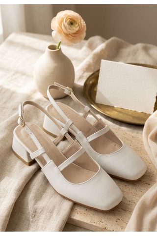 Look Shoes Liva Beyaz Cilt Topuklu Ayakkabı Beyaz