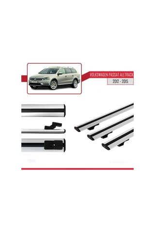 Volkswagen Passat Alltrack B7 2012-2015 Arası İle Uyumlu Basic Model Ara Atkı Tavan Barı Gri 3 Adet