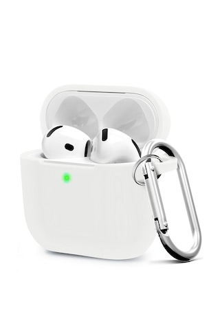 Apple Uyumlu AirPods 4. Nesil Soft Silikon Kılıf Düz Renkler Beyaz