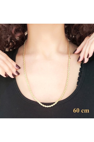 Ferizz Ferizz Altın Kaplama 6Mm Kalın Burgu Halat Zincir Zn-131 Gümüş