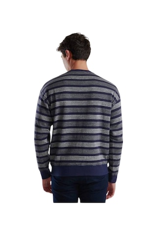 United Colors Of Benetton Erkek Pamuk Karışımlı Göğsü Logo Detaylı Şerit Desenli Sweatshirt Lacivert