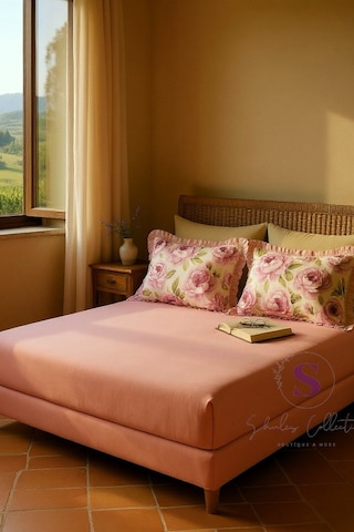 Romantik % 100 Pamuk Yatak Çarşafı + 2 Adet Yastık Kılıfı Çok Renkli