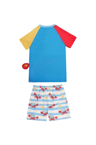 Uv Korumalı Şort Kısa Kollu Çocuk Bebek Deniz Havuz Mayosu 5239 Yengeç Mavi Mavi