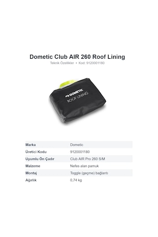 Dometic Club Aır 260 Ön Çadır Tavan Astarı Roof Lining 9120001180