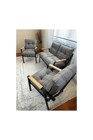 Gökçe,balkon, Bahçe,teras,cafe - Salon - Metal Kanepe Koltuk Takımı Çay Seti 2+1+1