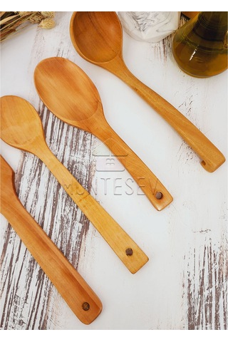 Ahşap Tahta Mutfak Kaşık Seti 4 Parça Kayın, Şimşir Ağacı 4-1