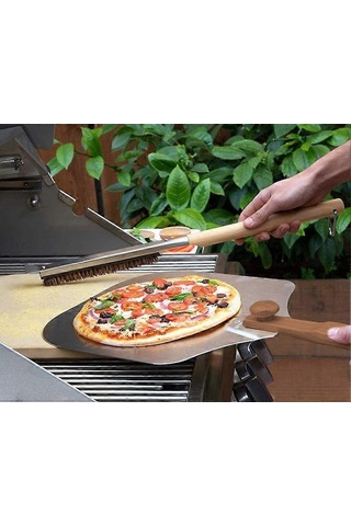 Taşınabilir Ahşap Saplı Temizleme Fırçası Ev Paslanmaz Çelik Izgara Fırçası Pişirme Temizleme Araçları İçin