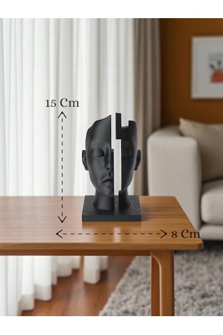 Zihin Boşluğu Figürlü Dekoratif Soyut Yüz Heykeli Siyah Modern