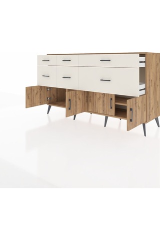 Kronos Konsol Tek Raflı 6 Çekmeceli 4 Kapaklı 176x59x99 Çam-çam/a Çam-çam/aytaşı