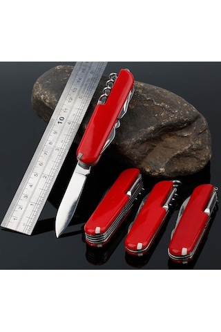 Valkyrie 11 Fonksiyonlu İsviçre Outdoor Kamp Cep Çakısı Kırmızı