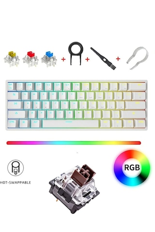 K-620 Ayrılabilir Type-c Kablolu Brown Switch Hot Swap Mekanik Klavye